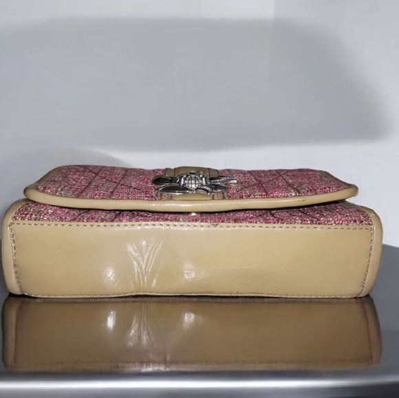 Brighton VTG Juliette Tweed Crossbody/Shoulder Bag With Floral Accent Chain - Picture 12 of 12